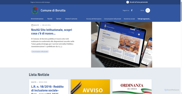 Security scan screenshot of https://www.comune.borutta.ss.it