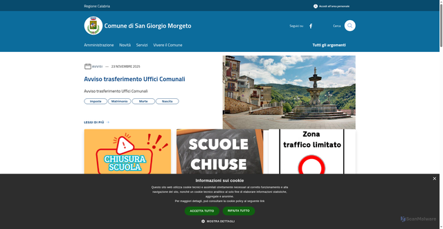 Security scan screenshot of https://www.comune.sangiorgiomorgeto.rc.it/it