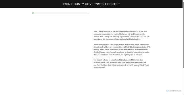 Security scan screenshot of https://ironcountymo.gov/