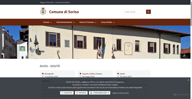 Security scan screenshot of https://www.comune.soriso.no.it/it-it/home