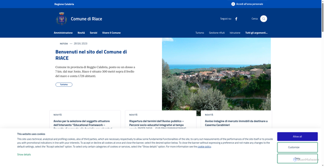 Security scan screenshot of https://www.comune.riace.rc.it/