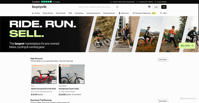Security scan screenshot of https://buycycle.com