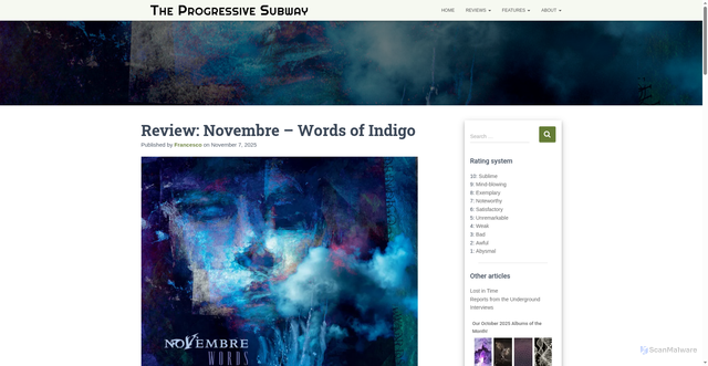 Security scan screenshot of https://theprogressivesubway.com/2025/11/07/review-novembre-words-of-indigo/