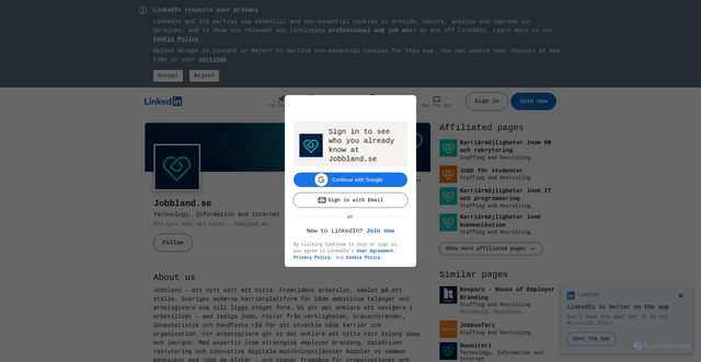 Security scan screenshot of https://www.linkedin.com/company/jobbland