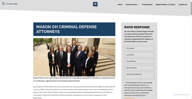 Security scan screenshot of https://engelandmartin.com/practice-areas/criminal-defense/