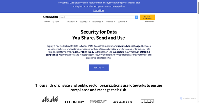 Security scan screenshot of https://www.kiteworks.com