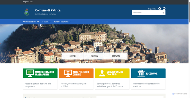 Security scan screenshot of https://www.comune.patrica.fr.it/