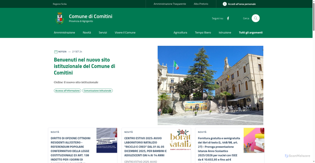 Security scan screenshot of https://www.comune.comitini.ag.it/