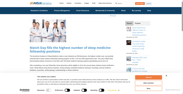 Security scan screenshot of https://aasm.org/match-day-fills-the-highest-number-of-sleep-medicine-fellowship-positions/