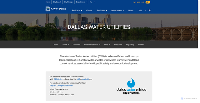 Security scan screenshot of https://dallascityhall.com/departments/waterutilities/Pages/default.aspx