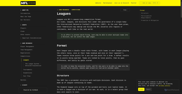 Security scan screenshot of https://whitepaper.playmfl.com/game-mechanics/competitions/leagues