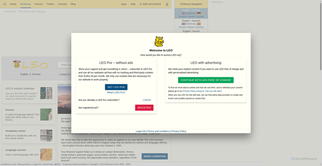 Security scan screenshot of https://mobile.leo.org
