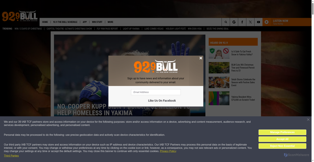 Security scan screenshot of https://929thebull.com/cooper-cupp-yakima-donation-rumors/