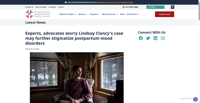 Security scan screenshot of https://harvardstreet.org/experts-advocates-worry-lindsay-clancys-case-may-further-stigmatize-postpartum-mood-disorders/