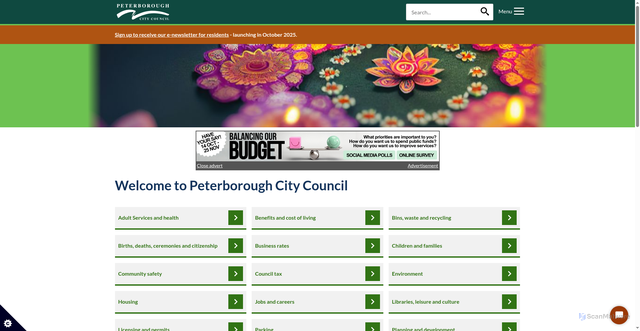 Security scan screenshot of https://www.peterborough.gov.uk/