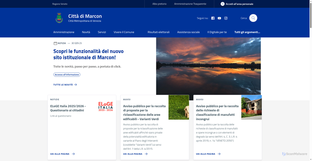 Security scan screenshot of https://www.comune.marcon.ve.it/