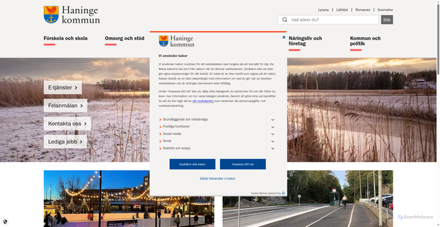 Security scan screenshot of https://www.haninge.se/