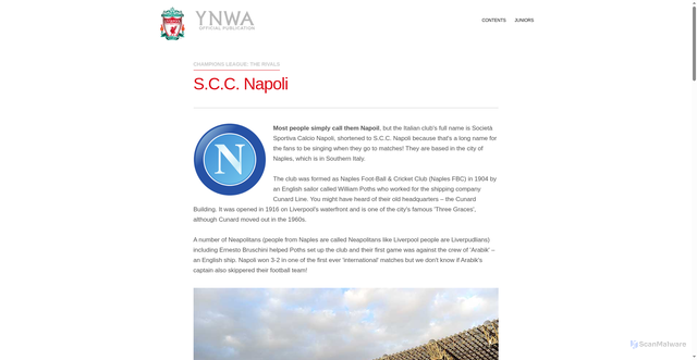 Security scan screenshot of https://membership-magazine.liverpoolfc.com/issue21/junior/ucl-rivals/napoli.html