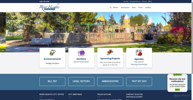 Security scan screenshot of https://riverheights.gov/