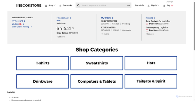 Security scan screenshot of https://content.bkstr.com