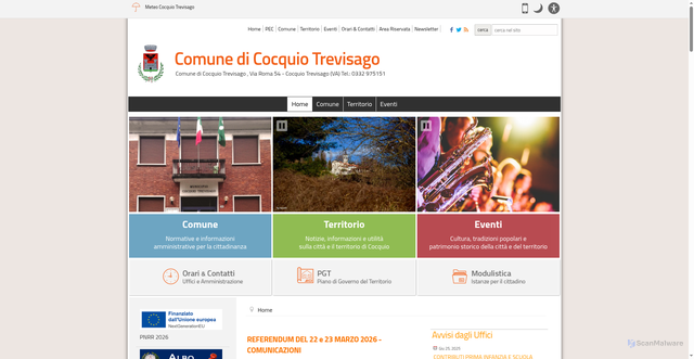 Security scan screenshot of https://www.comune.cocquio-trevisago.va.it/