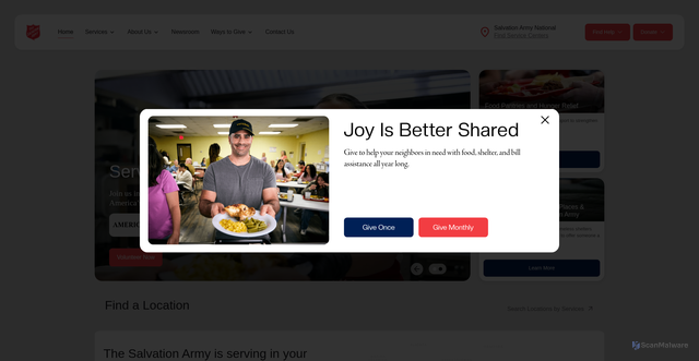 Security scan screenshot of https://www.salvationarmyusa.org