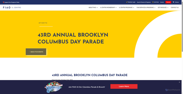Security scan screenshot of https://fiaobrooklyn.org/event/43rd-annual-brooklyn-columbus-day-parade-2/