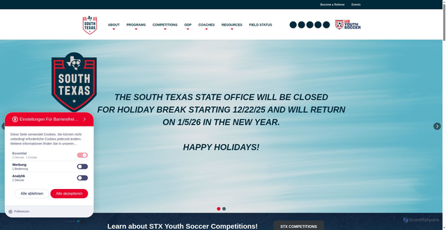 Security scan screenshot of https://www.stxsoccer.org/