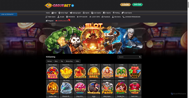 Security scan screenshot of https://cagurbetkyu.icu/desktop/game/slot/kagaming