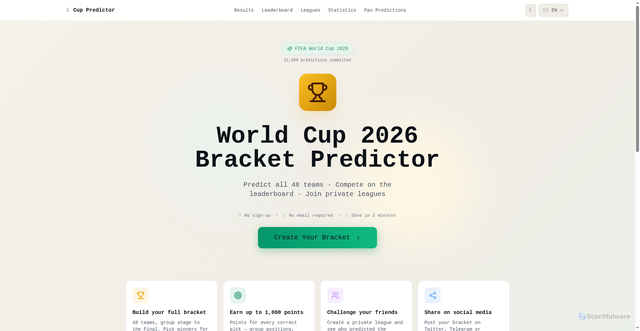 Security scan screenshot of https://cup-predictor.com/