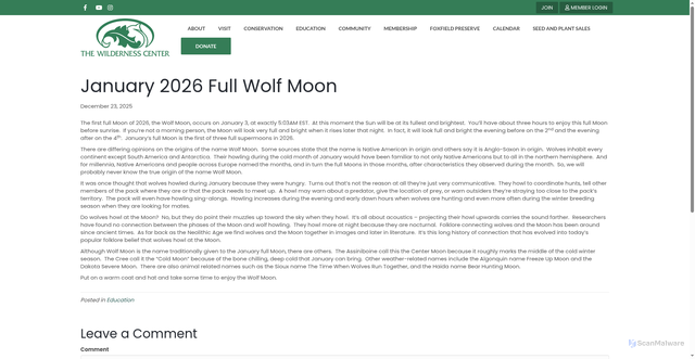 Security scan screenshot of https://wildernesscenter.org/january-2026-full-wolf-moon/