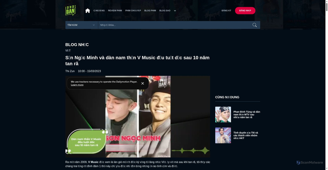 Security scan screenshot of https://www.dienanh.net/son-ngoc-minh-va-dan-nam-than-v-music-deu-tuot-doc-sau-10-nam-tan-ra-60405.html
