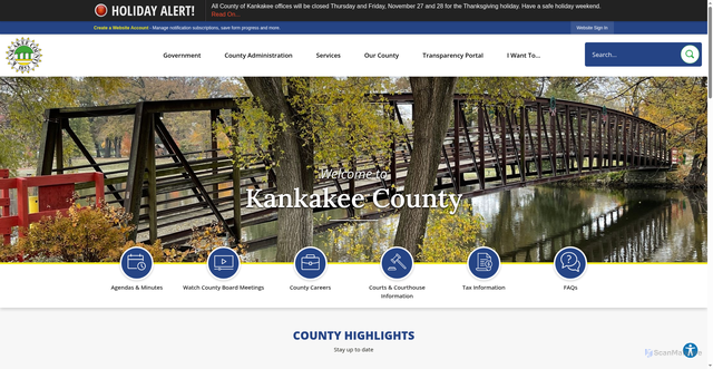 Security scan screenshot of https://kankakeecountyil.gov/