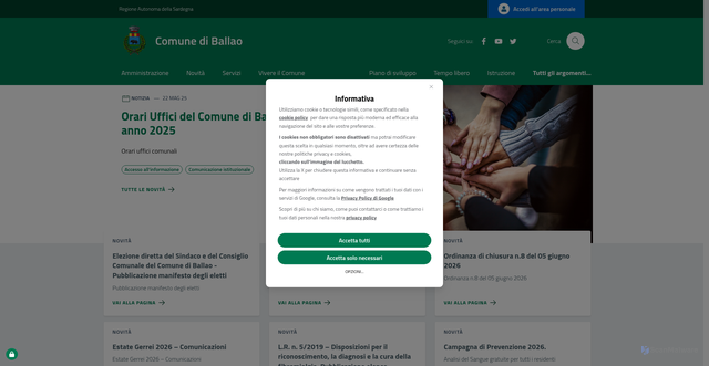 Security scan screenshot of https://comune.ballao.ca.it/
