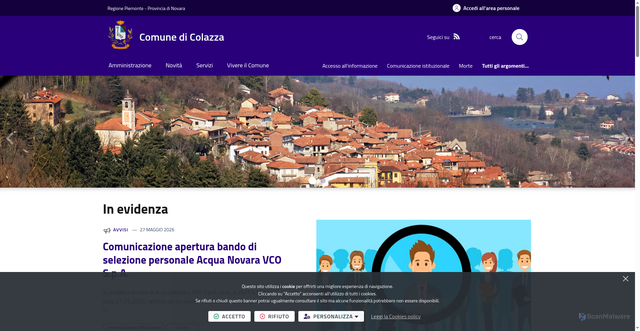 Security scan screenshot of https://www.comune.colazza.no.it
