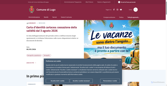 Security scan screenshot of https://www.comune.lugo.ra.it