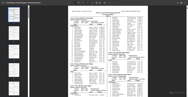 Security scan screenshot of http://sh.triton.net/results/OFSAA%202018%20Track%20Results.pdf