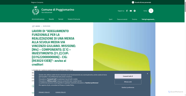 Security scan screenshot of https://www.comune.poggiomarino.na.it