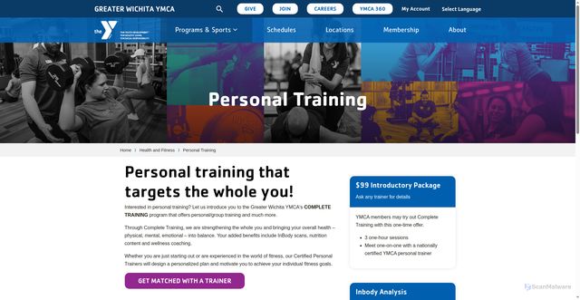 Security scan screenshot of https://ymcawichita.org/programs/health-and-fitness/personal-training