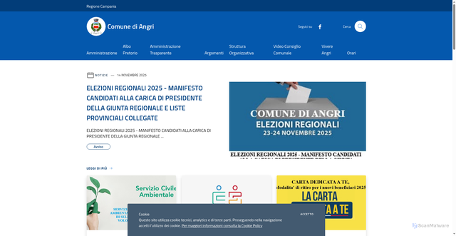 Security scan screenshot of https://www.comune.angri.sa.it/it