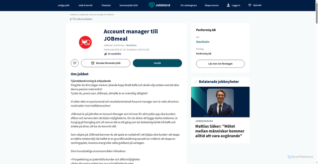 Security scan screenshot of https://jobbland.se/jobb/account-manager-till-jobmeal-spser-19701894?utm_source=jobbevakaren&utm_medium=email&utm_content=sv&identifier=1436885062c5755f1fec8ac9a5d96cd8a761b5ca33eacfff6aca2048d3bdcc76