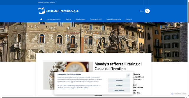 Security scan screenshot of https://www.cassadeltrentino.it/