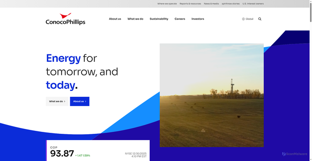 Security scan screenshot of https://conocophillips.com