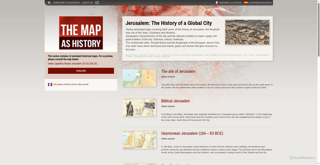 Security scan screenshot of https://www.the-map-as-history.com/jerusalem-the-history-of-a-global-city