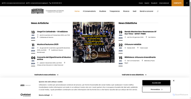Security scan screenshot of https://www.conservatorioverona.it/