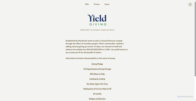 Security scan screenshot of https://yieldgiving.com/