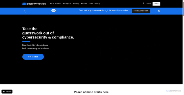 Security scan screenshot of https://securitymetrics.com