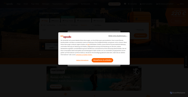 Security scan screenshot of https://opodo.de