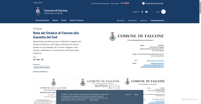 Security scan screenshot of https://comune.falcone.me.it/