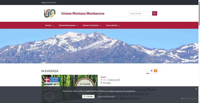 Security scan screenshot of https://www.unionemombarone.it/it-it/home